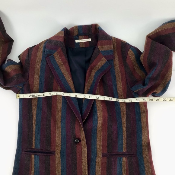 Coatree VTG Blazer Red Purple Herringbone Stripe Wool Jacket Size 11-12 - Picture 10 of 15